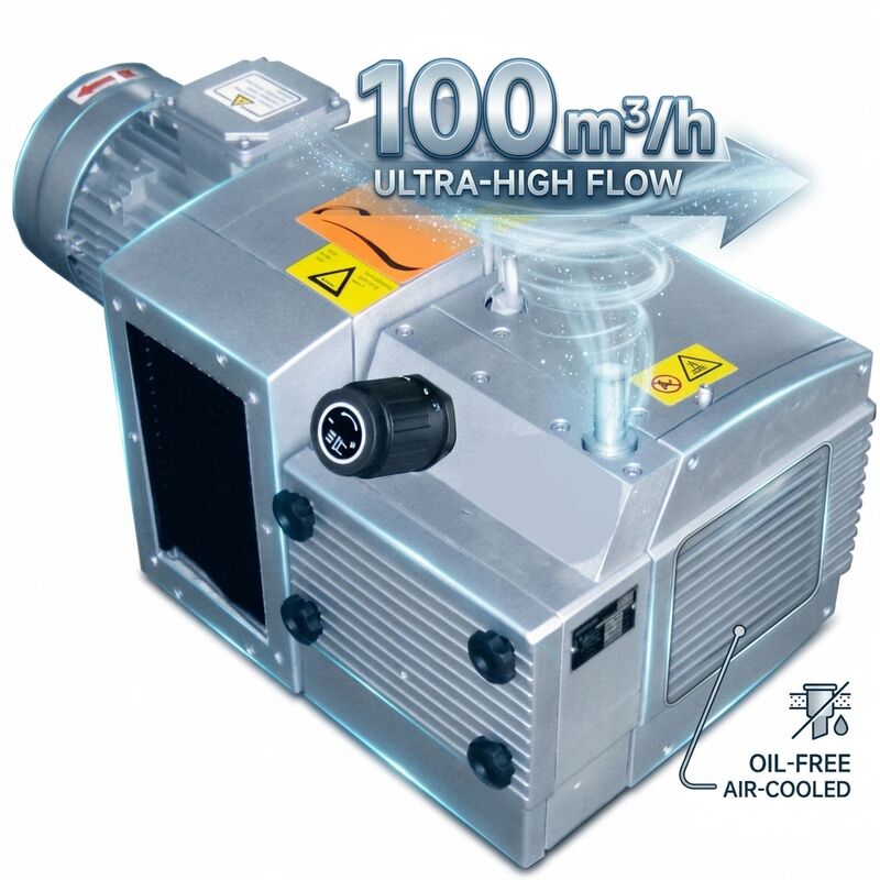 60 m³/h，rotary vane low-pressure compressor,oil-free, air-cooled,KDE60
